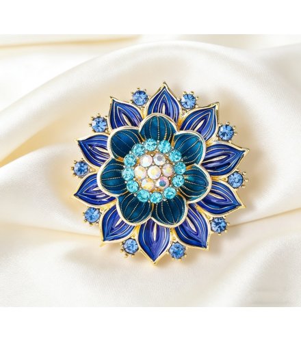 XSB254 - Plant Lotus Gradient Enamel Large Flower Brooch 
